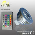 RGB led spot light MR16 12 volt LED bulb 3W remote control aluminium body